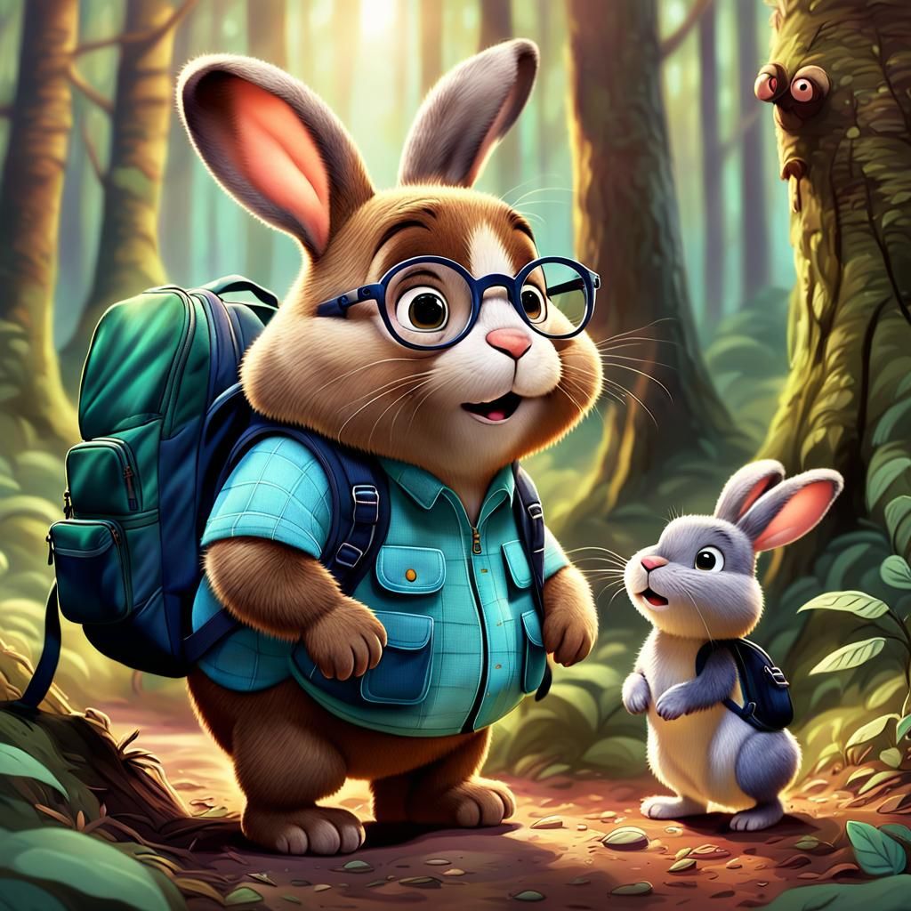 Mole and Bunny Chat in Disney Pixar Style