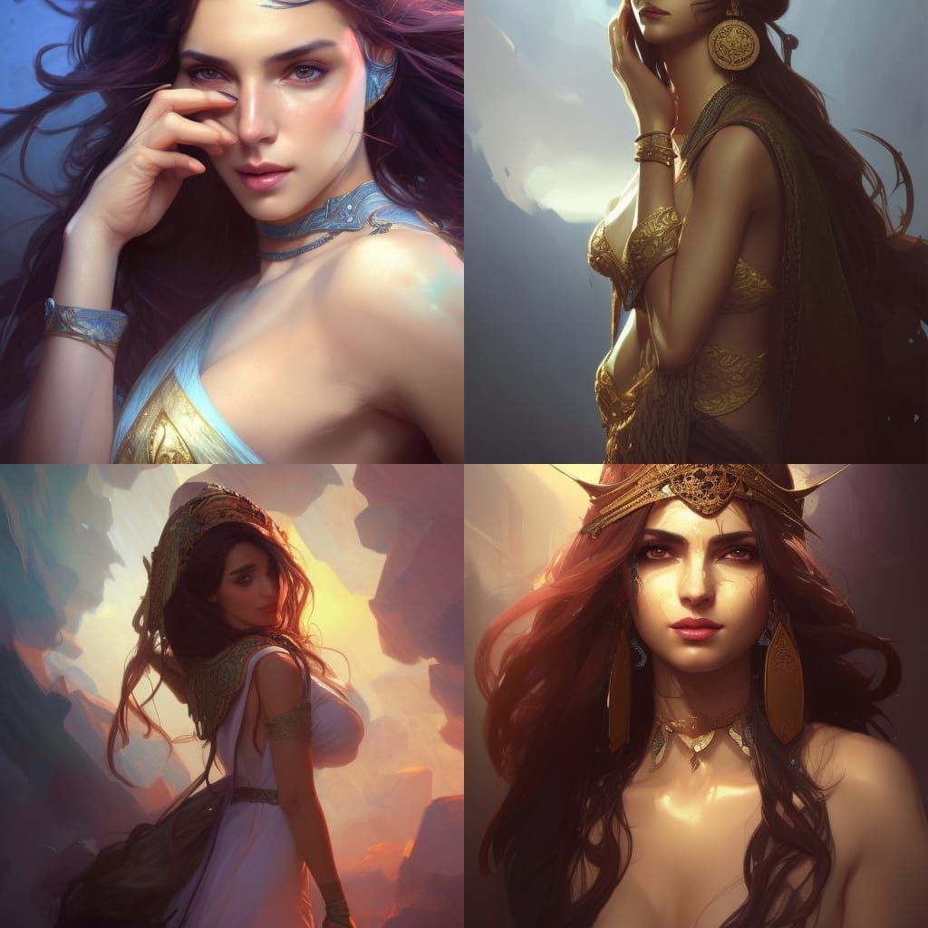 Fantasy Middle Eastern Woman Portrait in Hyperdetailed Style