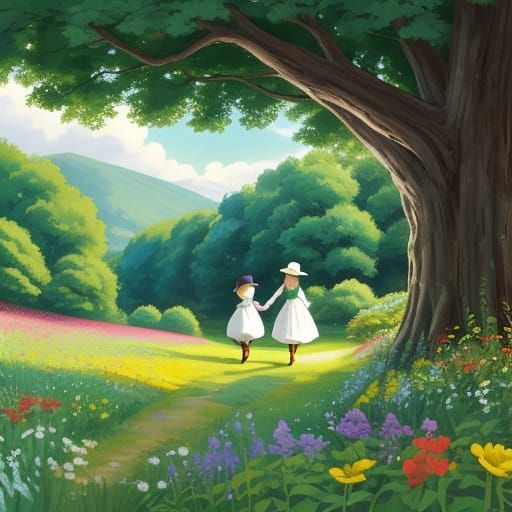 Quacking Couple Strolls Down a Charming Countryside Lane in ...