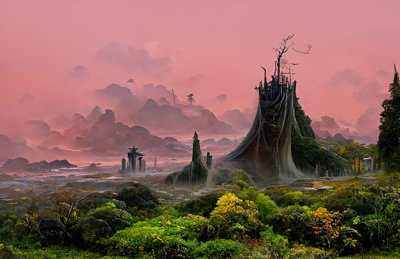 Tropical Ghost Landscape Inspired by Romanticism