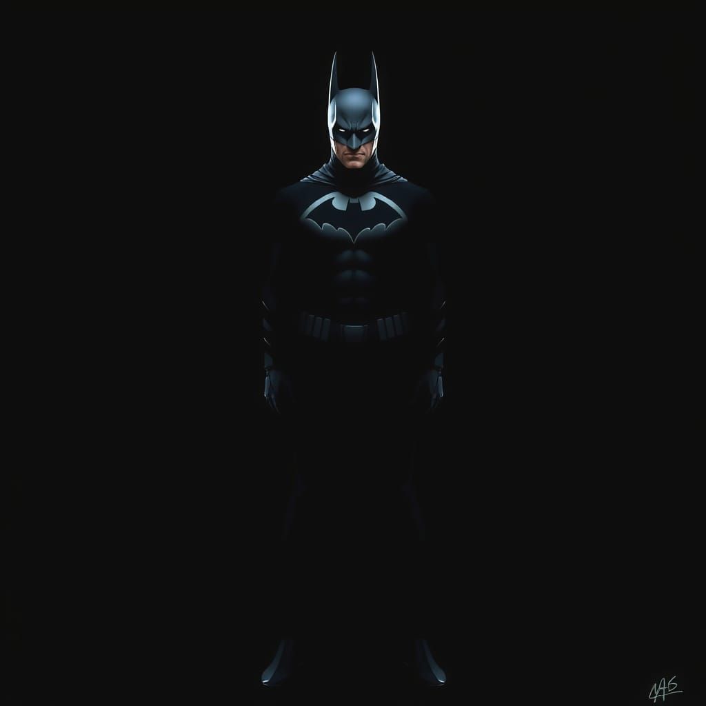 Dark Knight Figure in Minimalist Black Suit