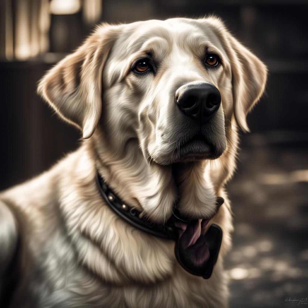 Hyperrealistic Lab Dog Waving in Cinematic Style