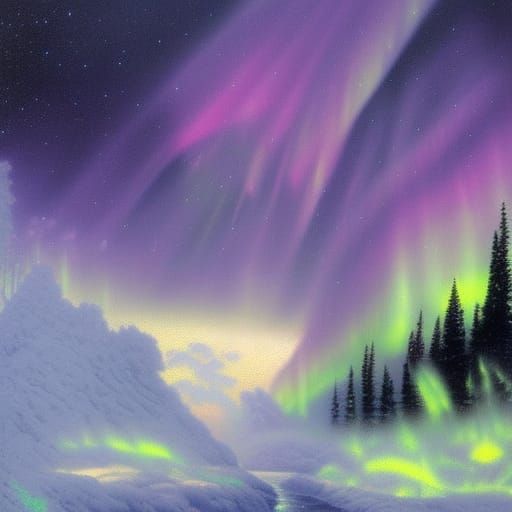 Ethereal Cat of the Aurora Borealis