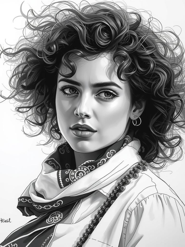 Black and White Portrait in Painterly Style