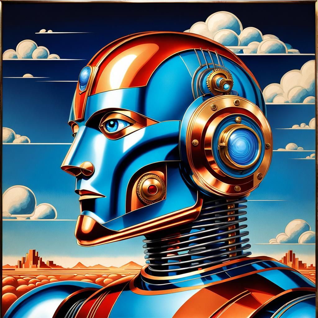 Art Deco Cyborg Robot Man in 1930s Style