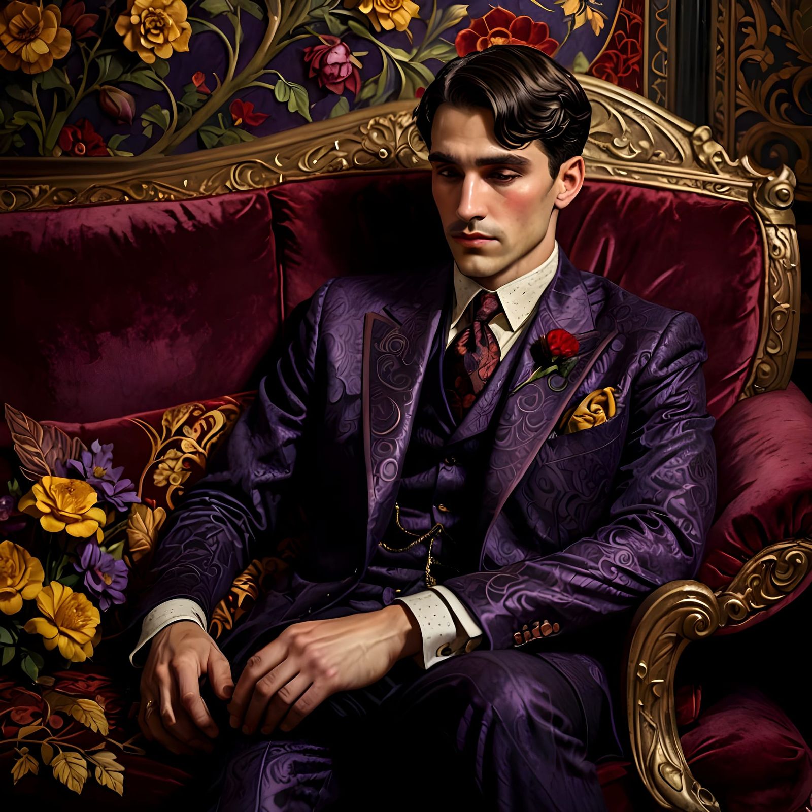 Edwardian Gentleman in Deep Slumber, Hyperrealistic Art