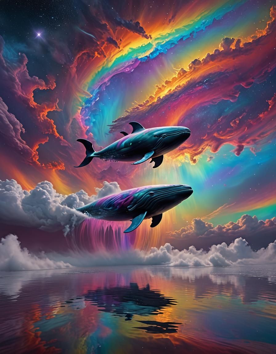 Colorful Non-Newtonian Fluid Lake Forming Space Whale