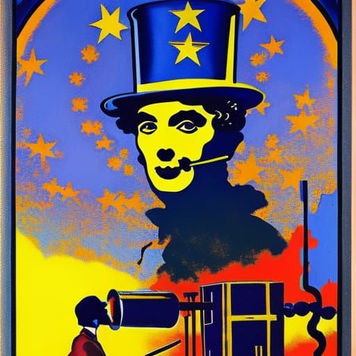 Chaplin's Vacuum: A Gouache Retrofuturistic Invention