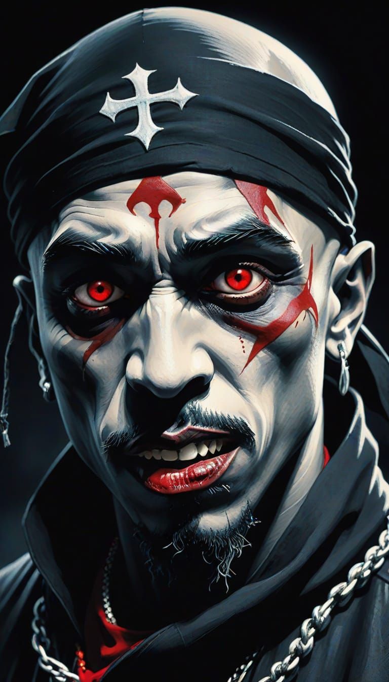 Gothic Hip Hop: 2Pac Nosferatu Hybrid Portrait