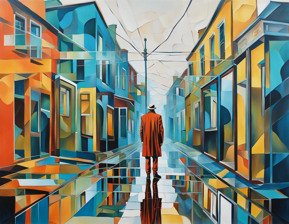 Invisible Man Lost in Transparent Mirror Town