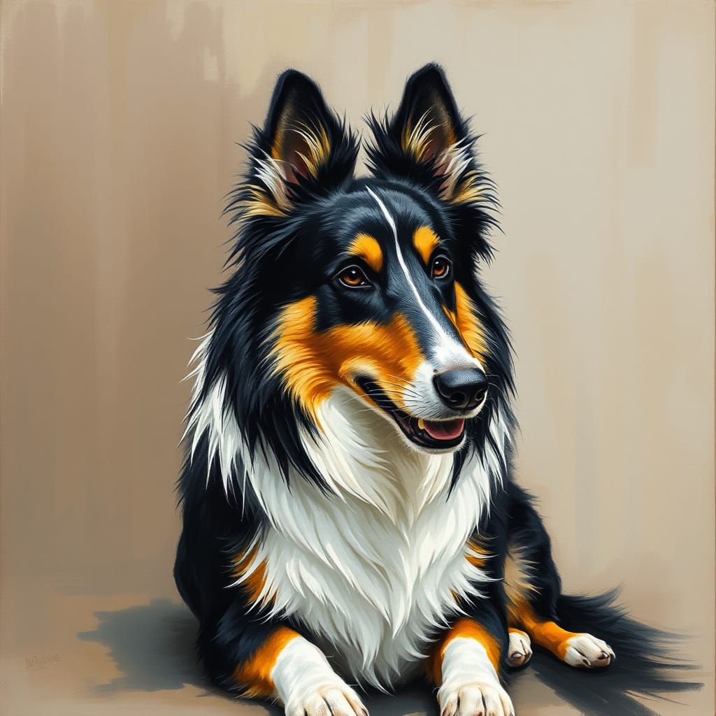 Regal Collie in Epic Impressionist Masterpiece Style