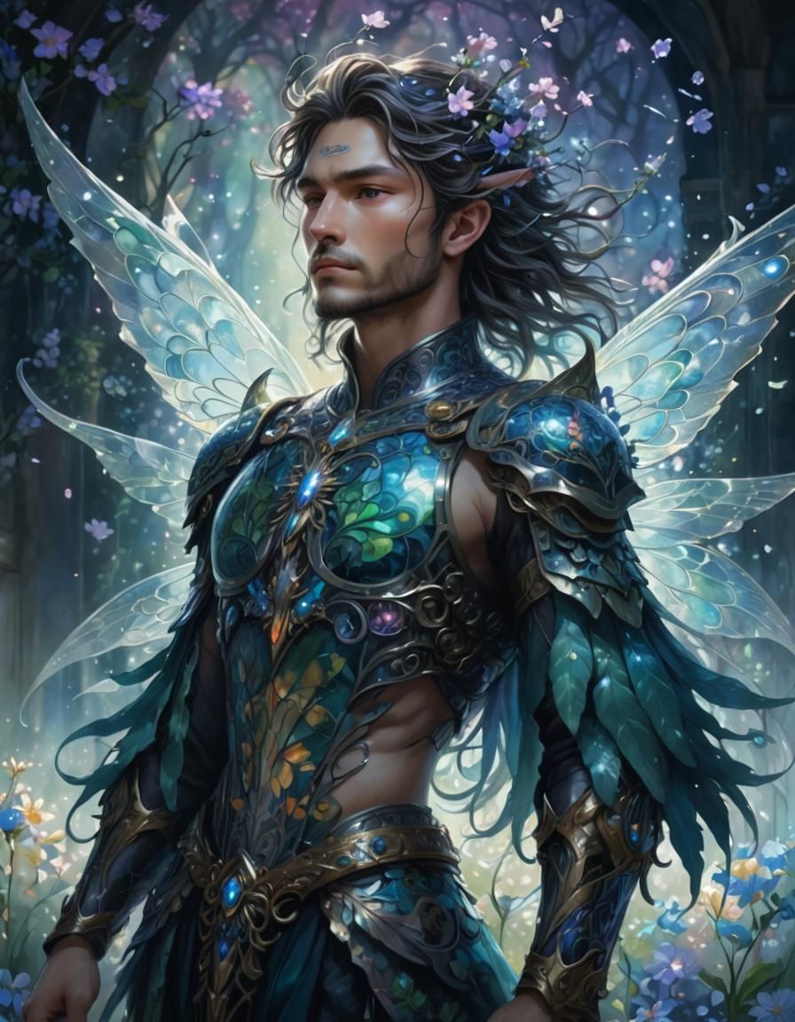 Surreal Anime Creature in Stained Glass Style