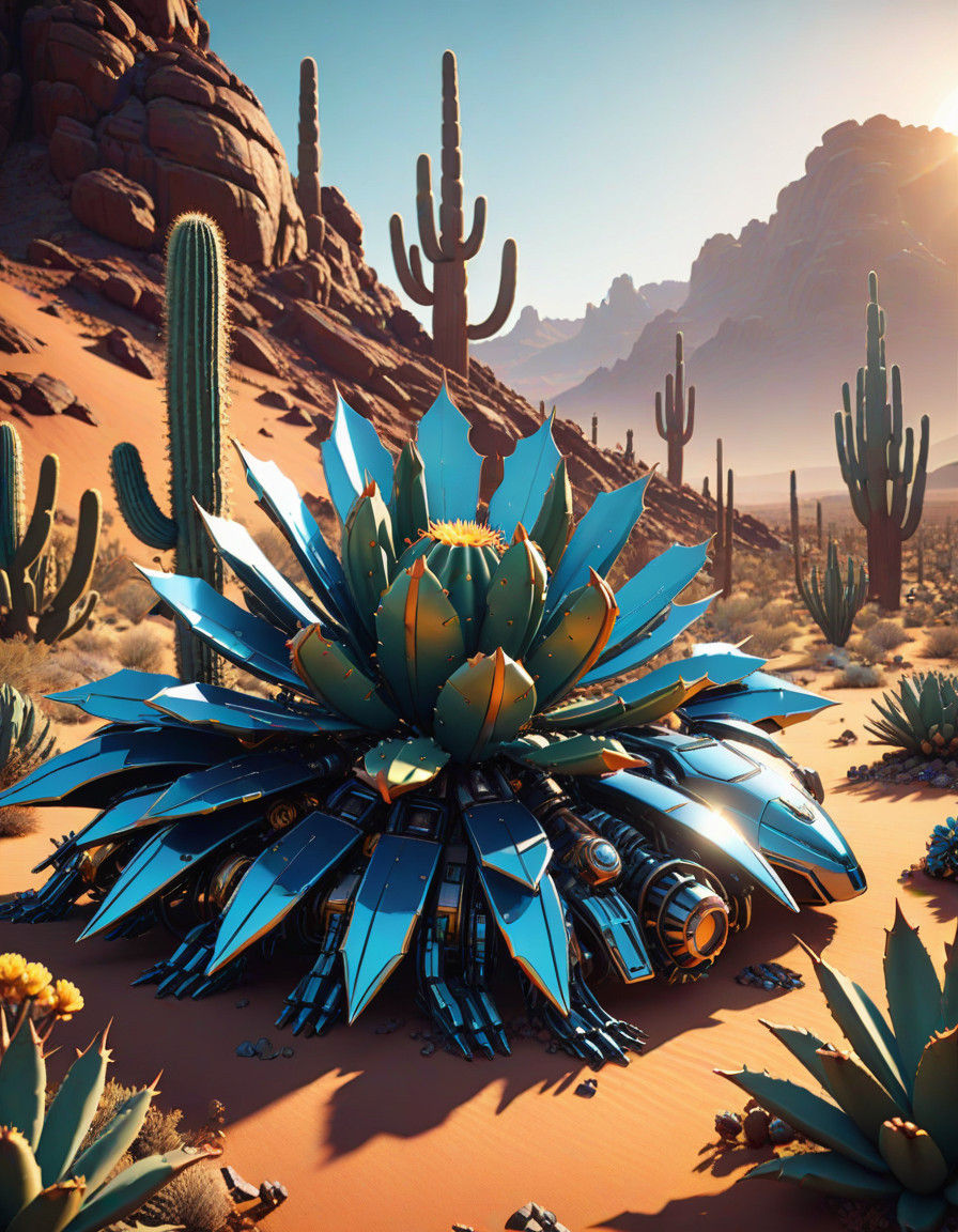 Mechanical Cacti Roam the Desert