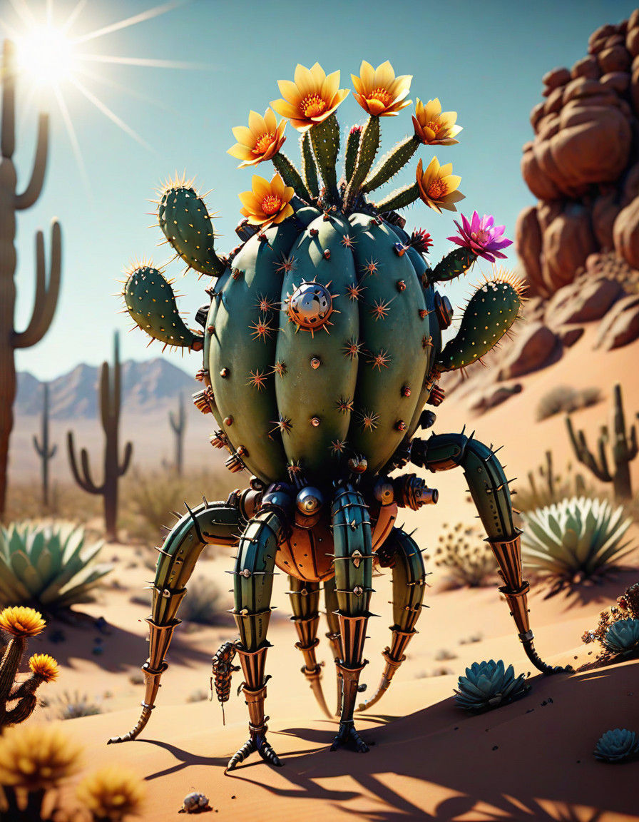 Metallic Cactus Unleashes Mechanical Fury