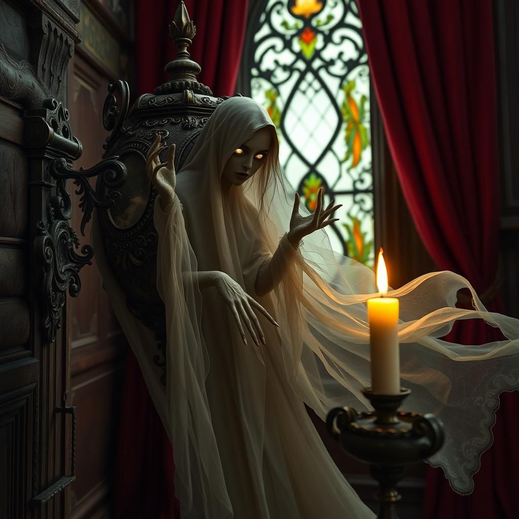 Victorian Ghost Emerges from Candle Holder