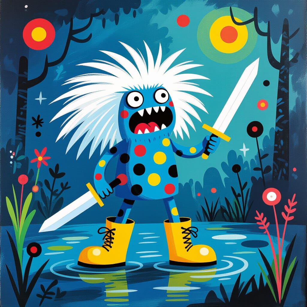 Whimsical Spotty Monster in Enchanted Swamp