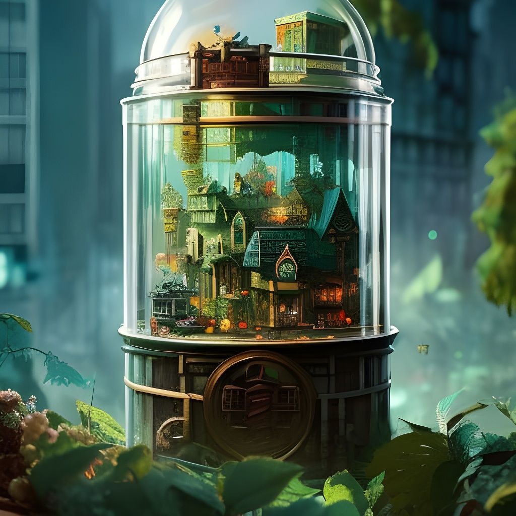 Tiny city in a glass dome