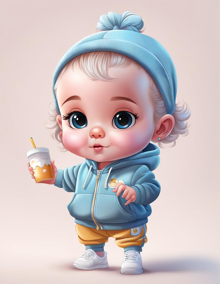 Cute Baby Character in Tracksuit