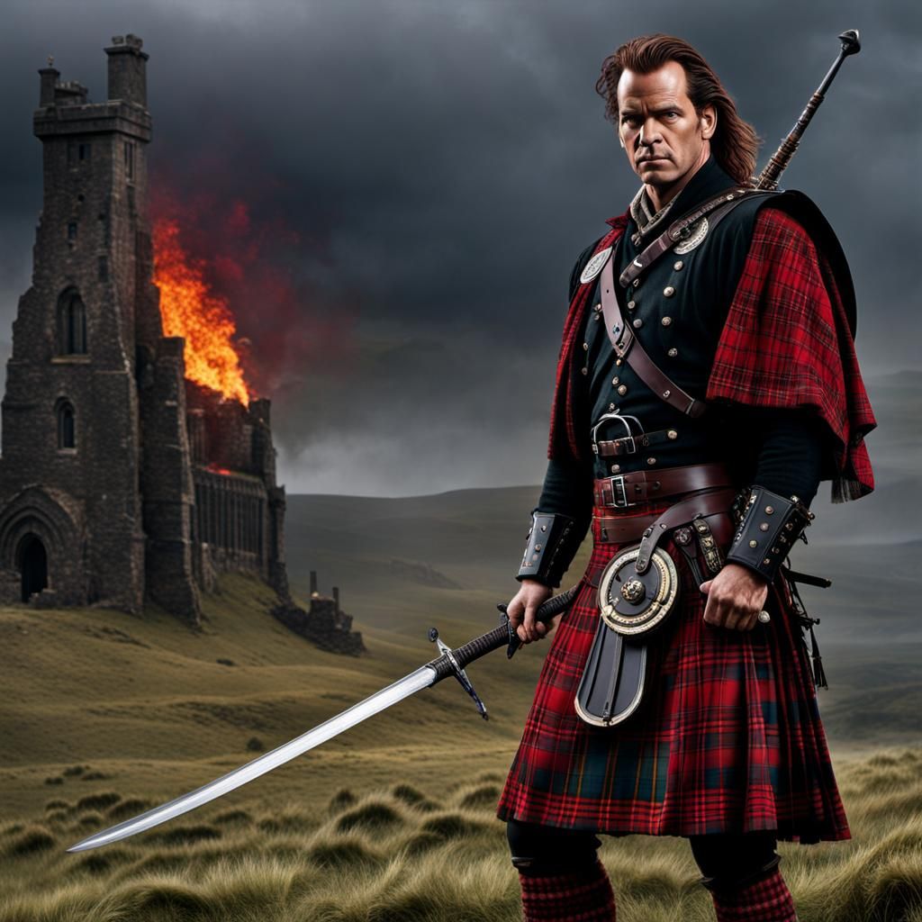 Highlander in Tartan Kilt: Digital Matte Painting