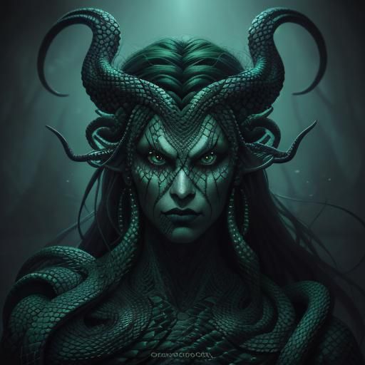 Mesmerizing Medusa Portrait in Dark Fantasy Style