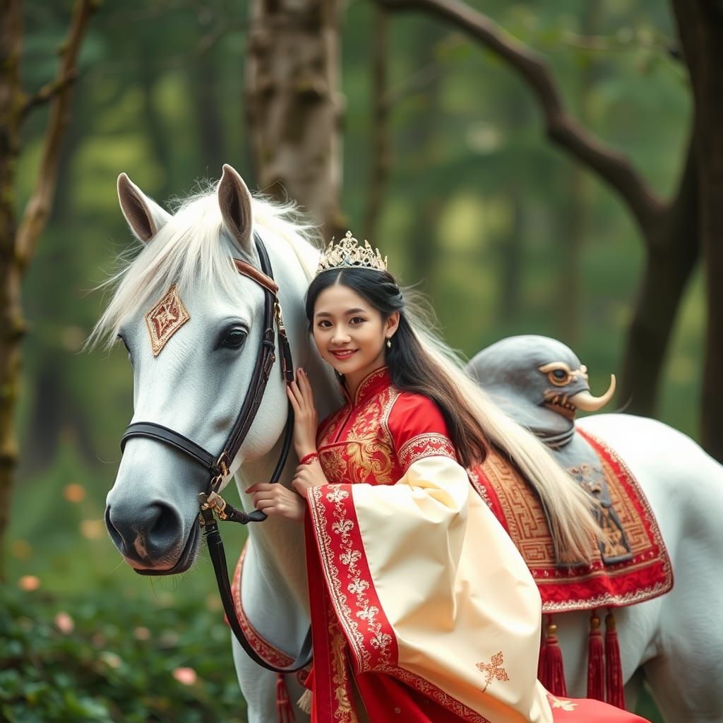 Enchanted Forest: Chinese Princess and White Horse