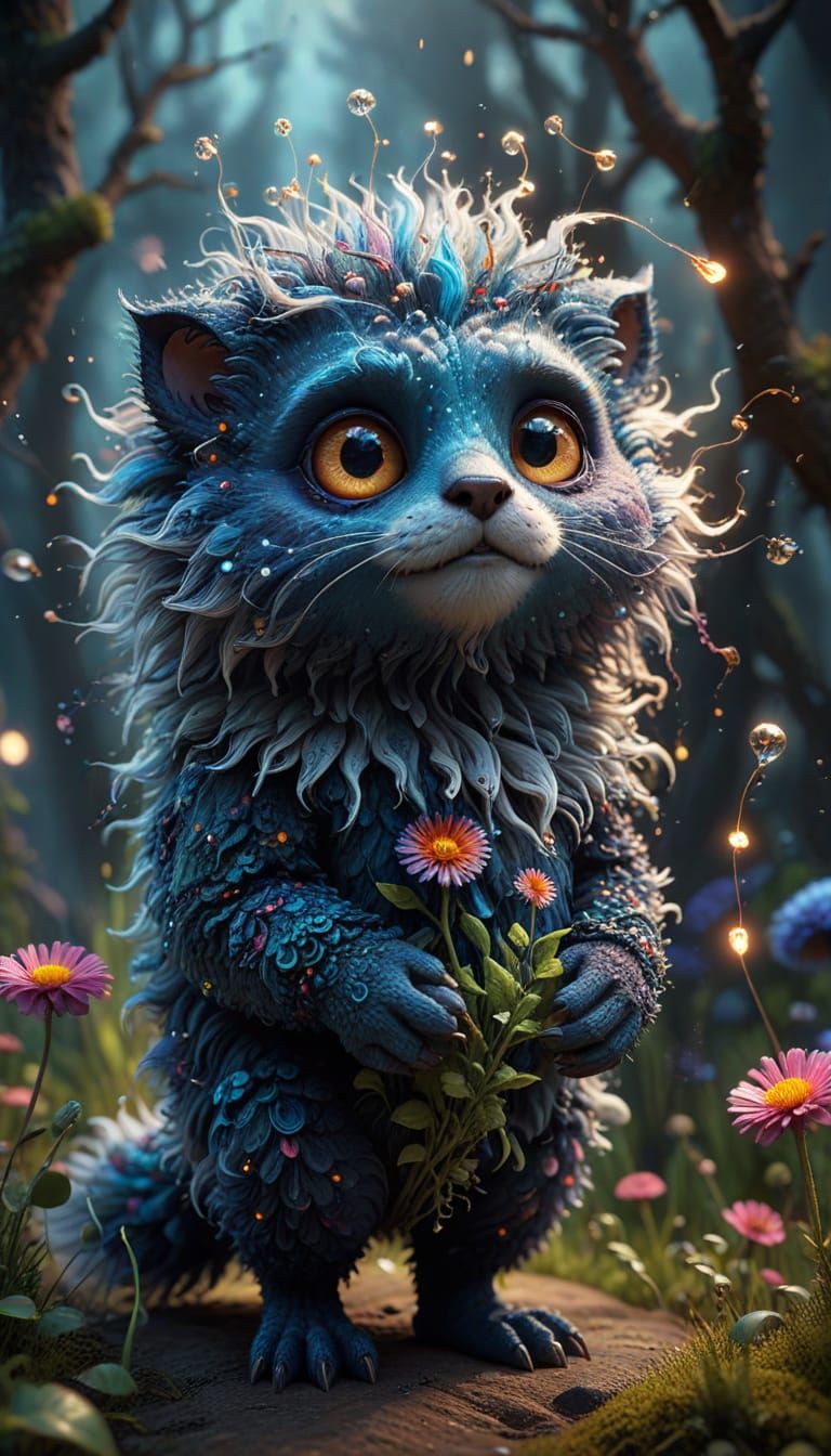 Surreal Fantasy Portrait of a Whimsical Biomorph with a Clou...