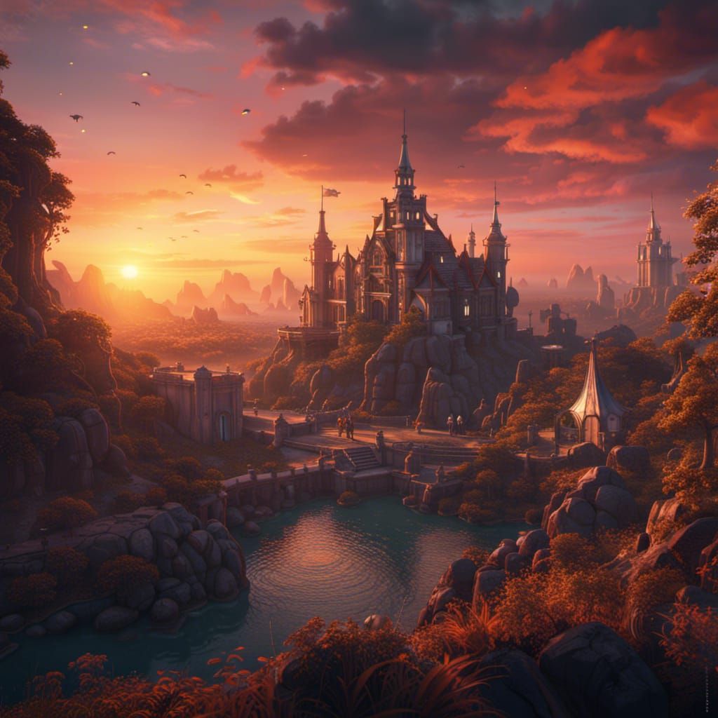 Fantastical Sunset Matte Painting in Unreal Engine 5