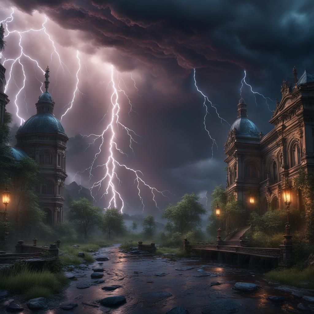 Detailed Thunderstorm Matte Painting in Unreal Engine