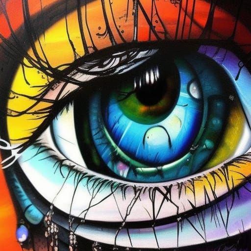 Dramatic Eye Close-Up: Impasto Oil Painting