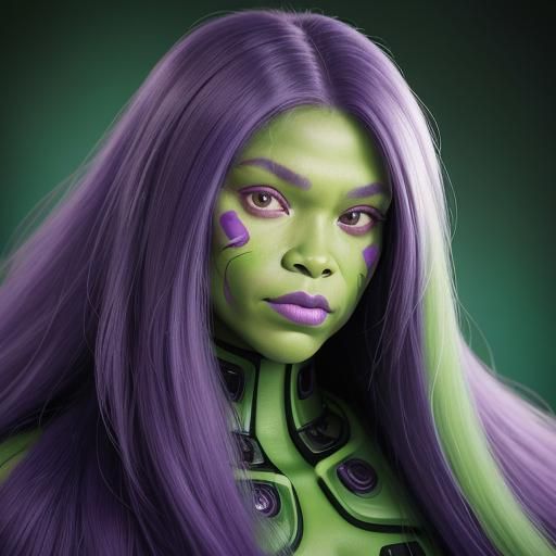 Purple Alien Portrait in Professional Photography Style