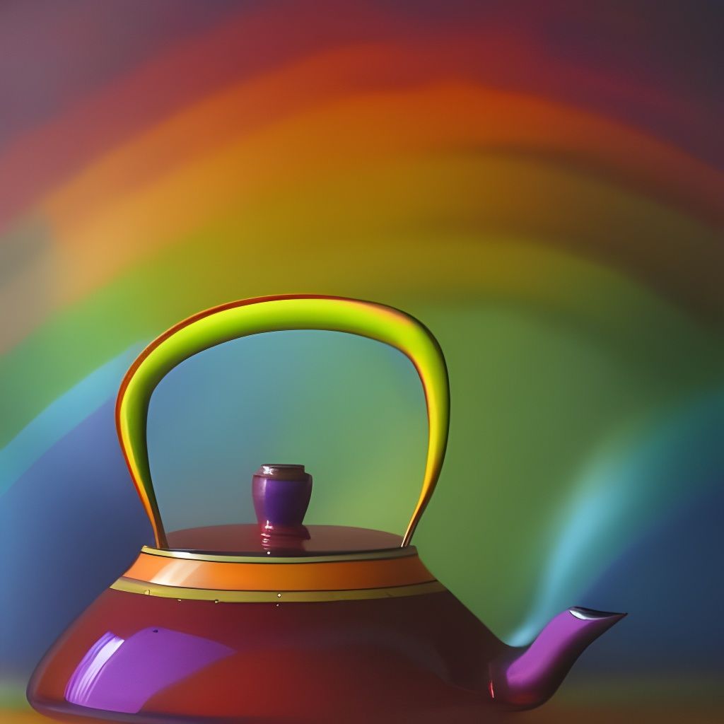 Rainbow Teapot in Art Deco Steamnouveau Style