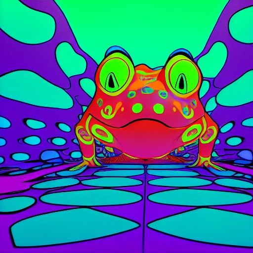 Psychedelic Hypnotoad in Synthwave Neon Style