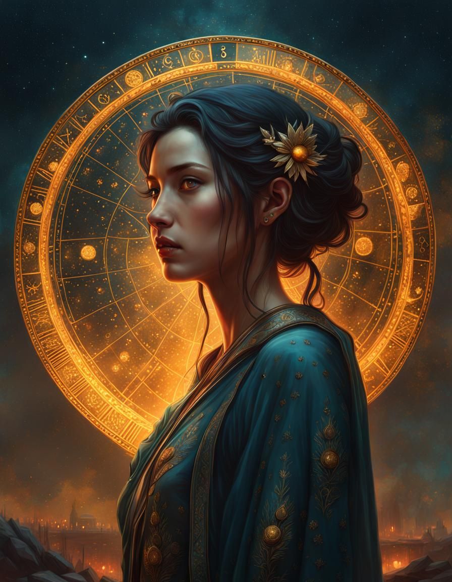 Hyperdetailed Virgo Zodiac Portrait in Soft Colors