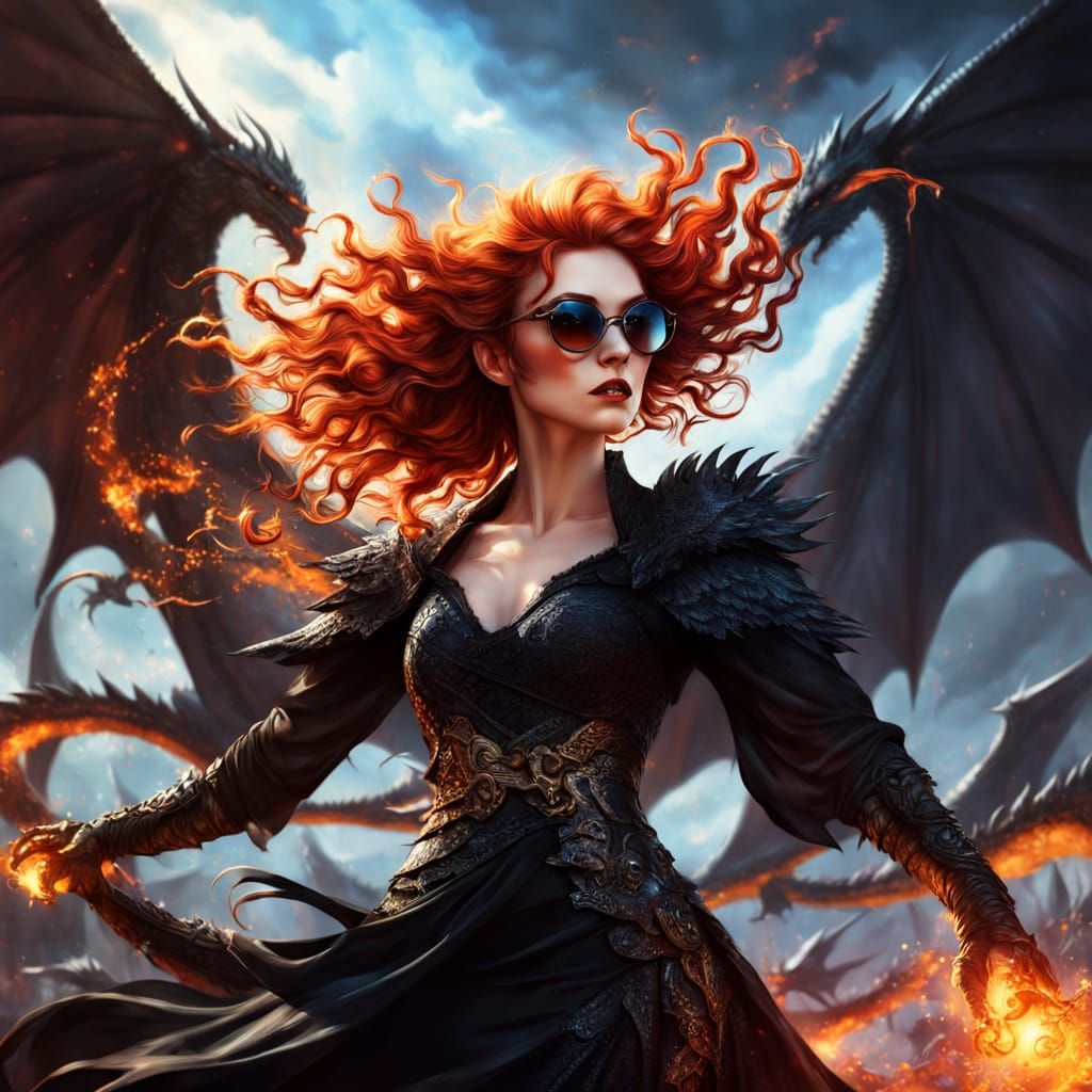 Fantasy Goddess with Dragon Wings in Frazetta Style
