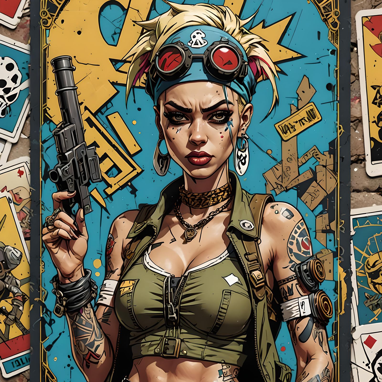 Tank Girl Tarot Card in Wildstyle Graffiti