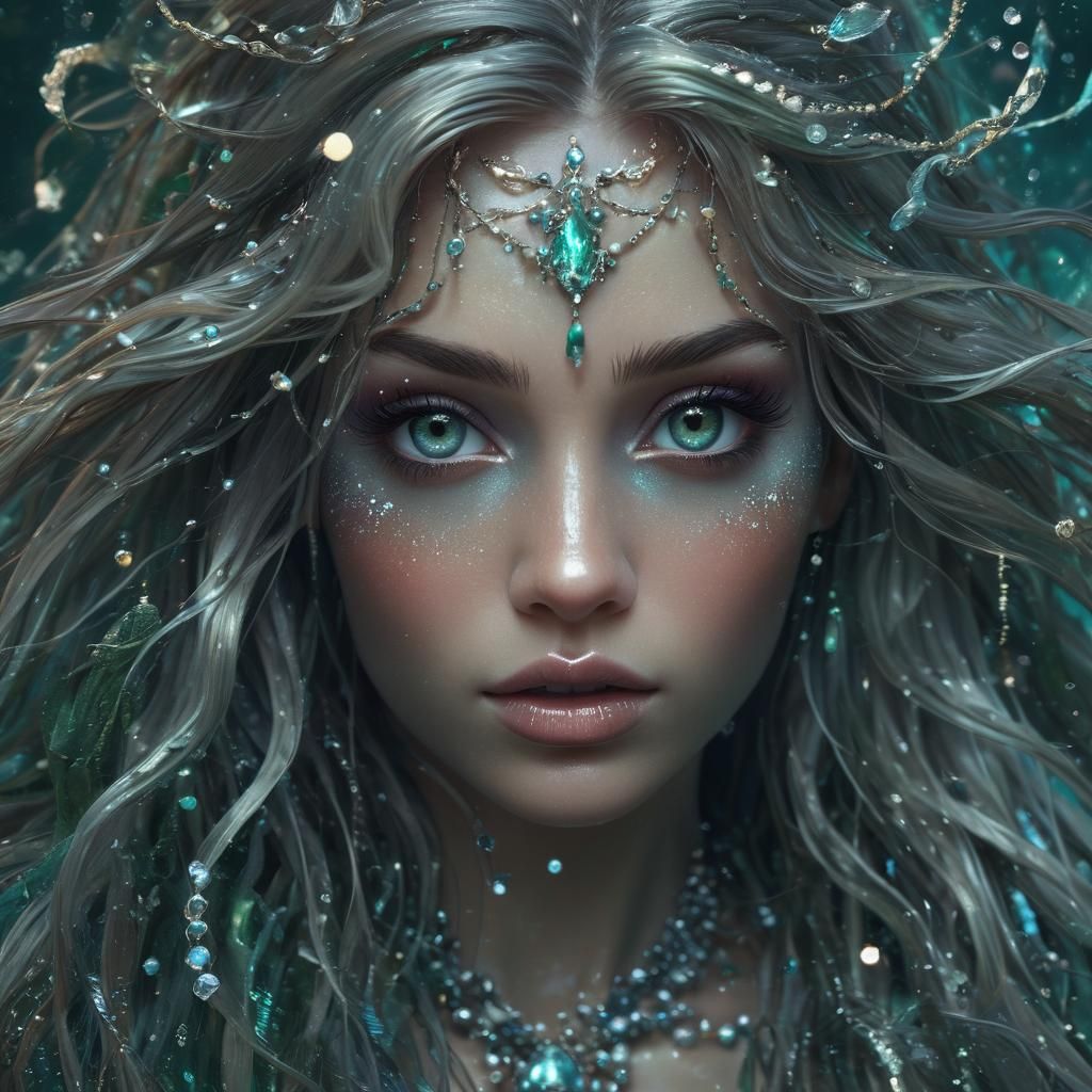 Jeweled Mermaid Princess in Hyperrealistic Digital Art