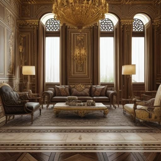 Baroque Still Life: Marble Pipe in Grand Library