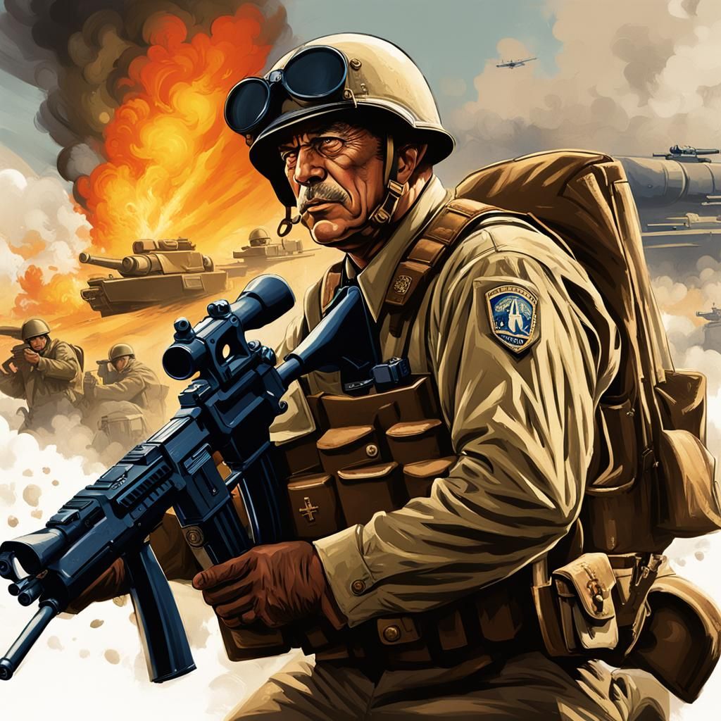 Tactical Law Enforcer in World War Two, Digital Art