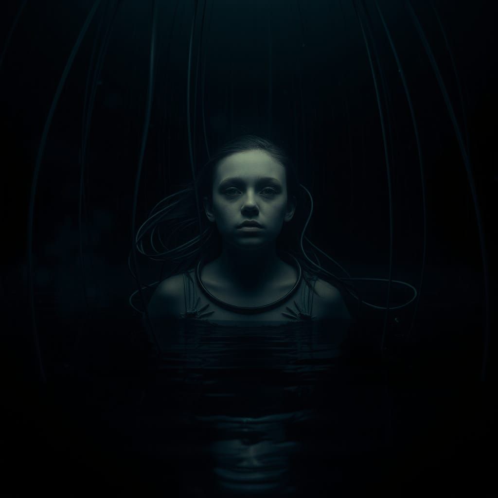 Surreal Horror: Girl Submerged in the Abyss