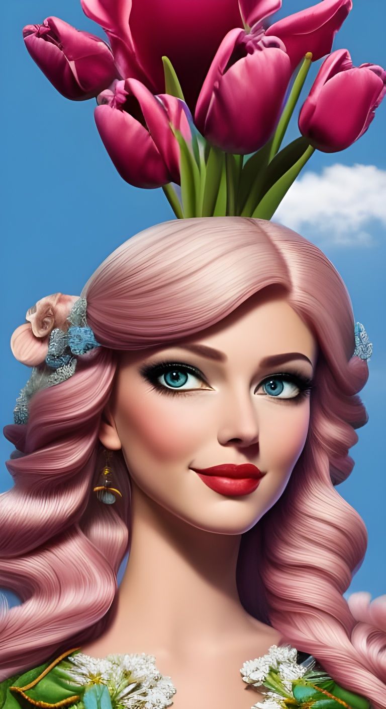 HD HQ intricate hyperdetailed masterpiece portrait of an epic anthropomorphic🌷Tulip. Cartoon character. Disney style. I...