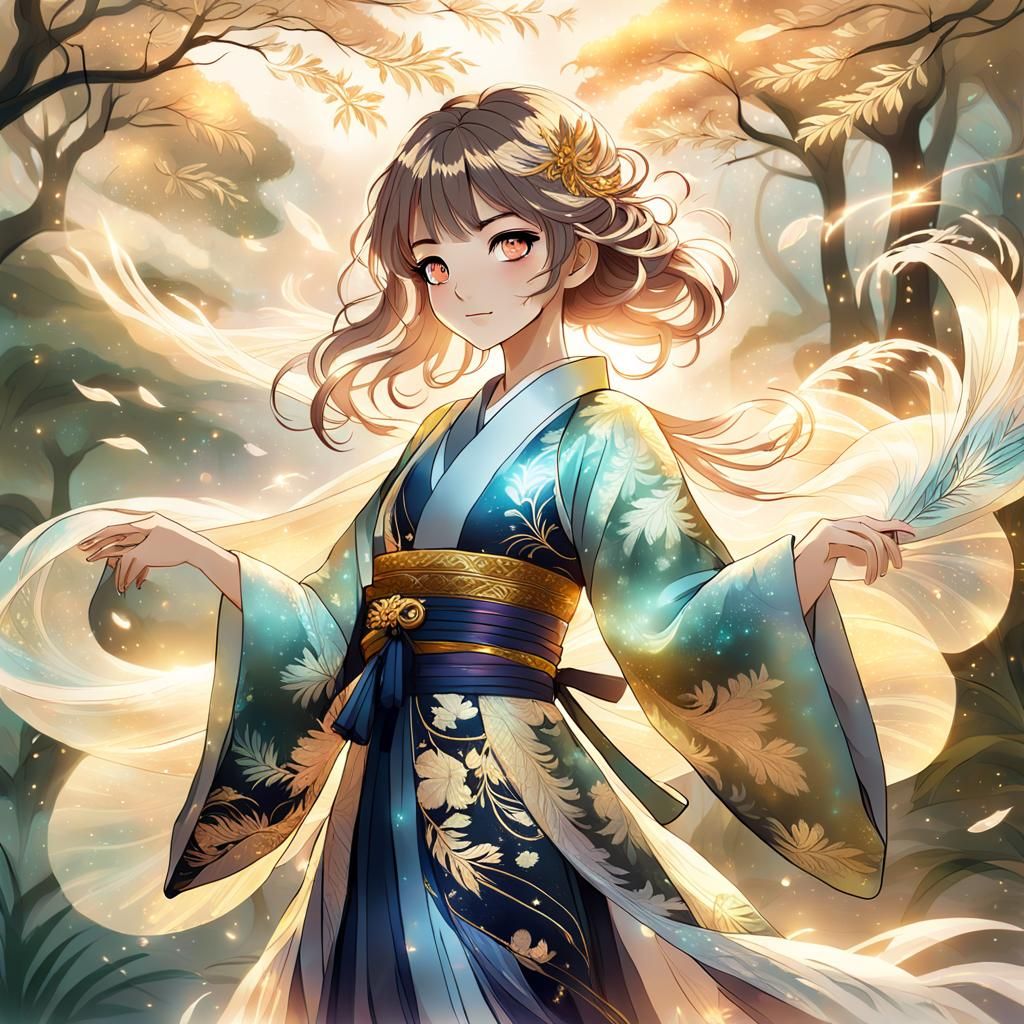 A anime girl with air element