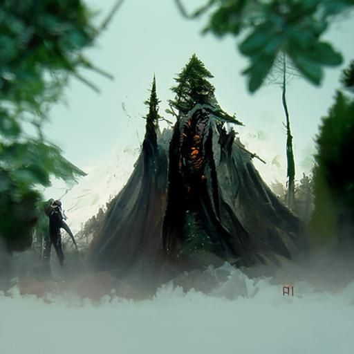 Sinister Mountainous Forest by Greg Rutkowski