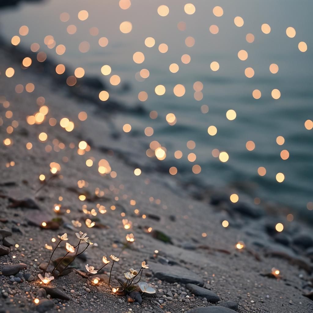 Ethereal Figure Emerges from Darkness on Shore