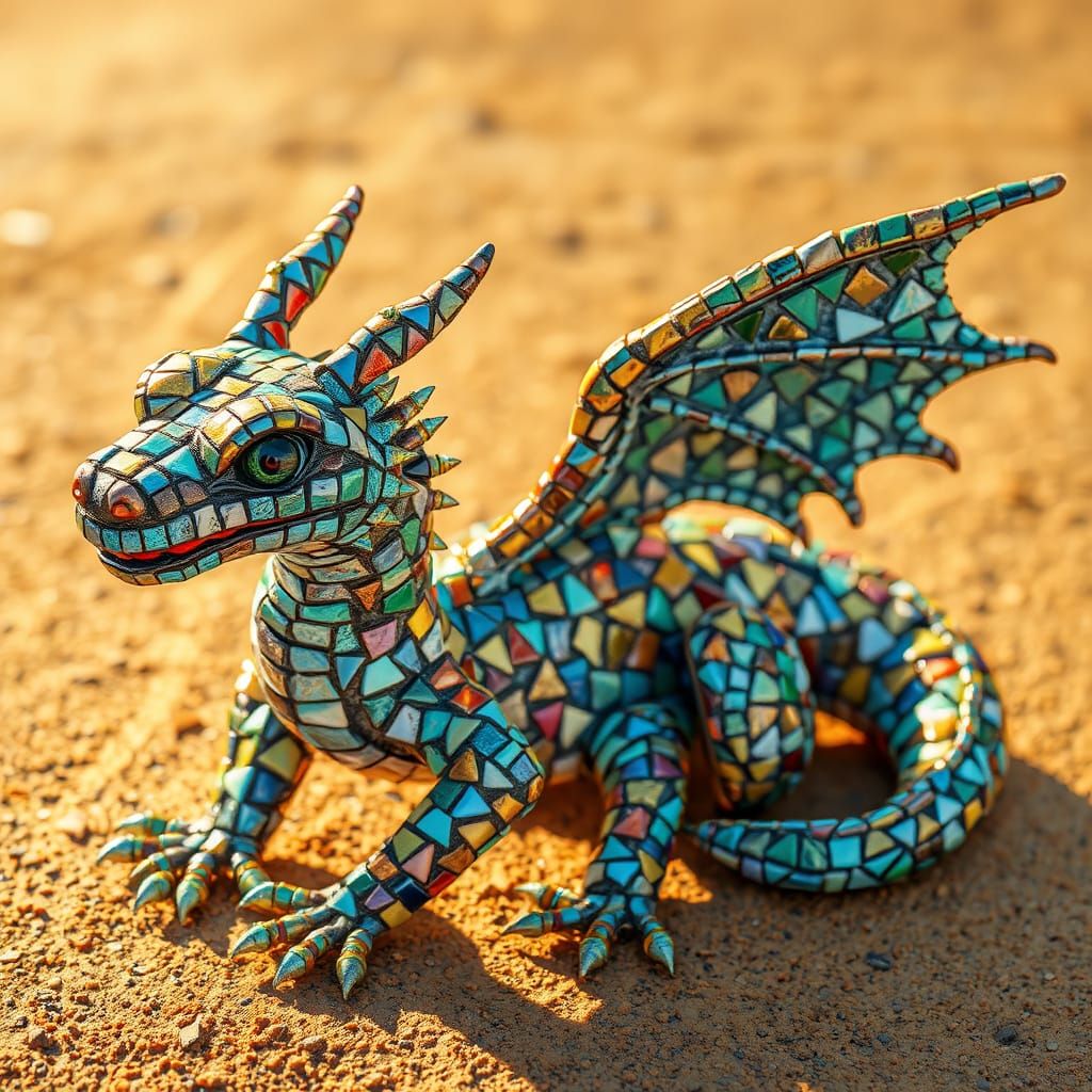 Colorful Mosaic Dragon Inspires Byzantine Art