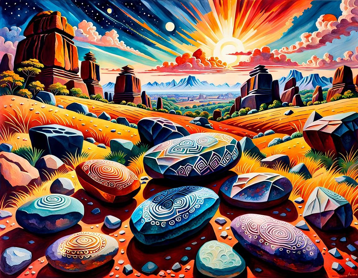Sikachi Alyan Magic Stones in Gouache Style