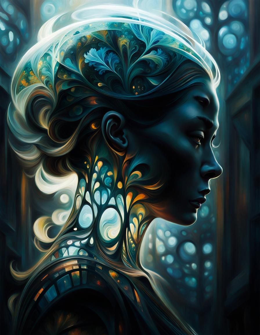 Fractal Face: Expressionist Art Inspired by Studio Ghibli