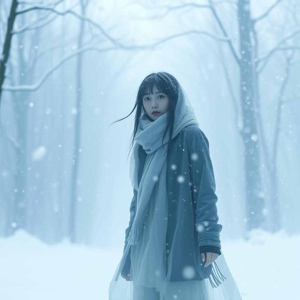Yuki Onna Ghost in Ice Age Blizzard