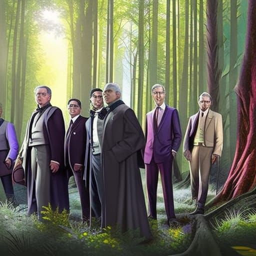 Lost Central Bankers: Hyperrealistic Forest Concept Art