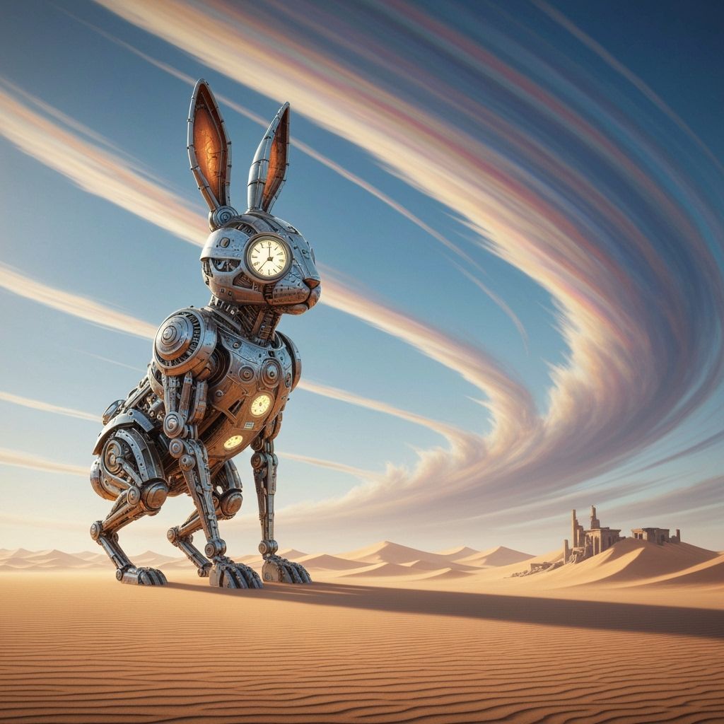 Clockwork Rabbit Guardian in Desert Ruins