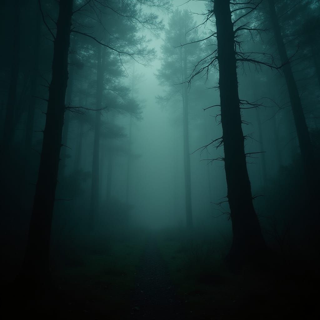Dark Misty Forest in Cinematic Style